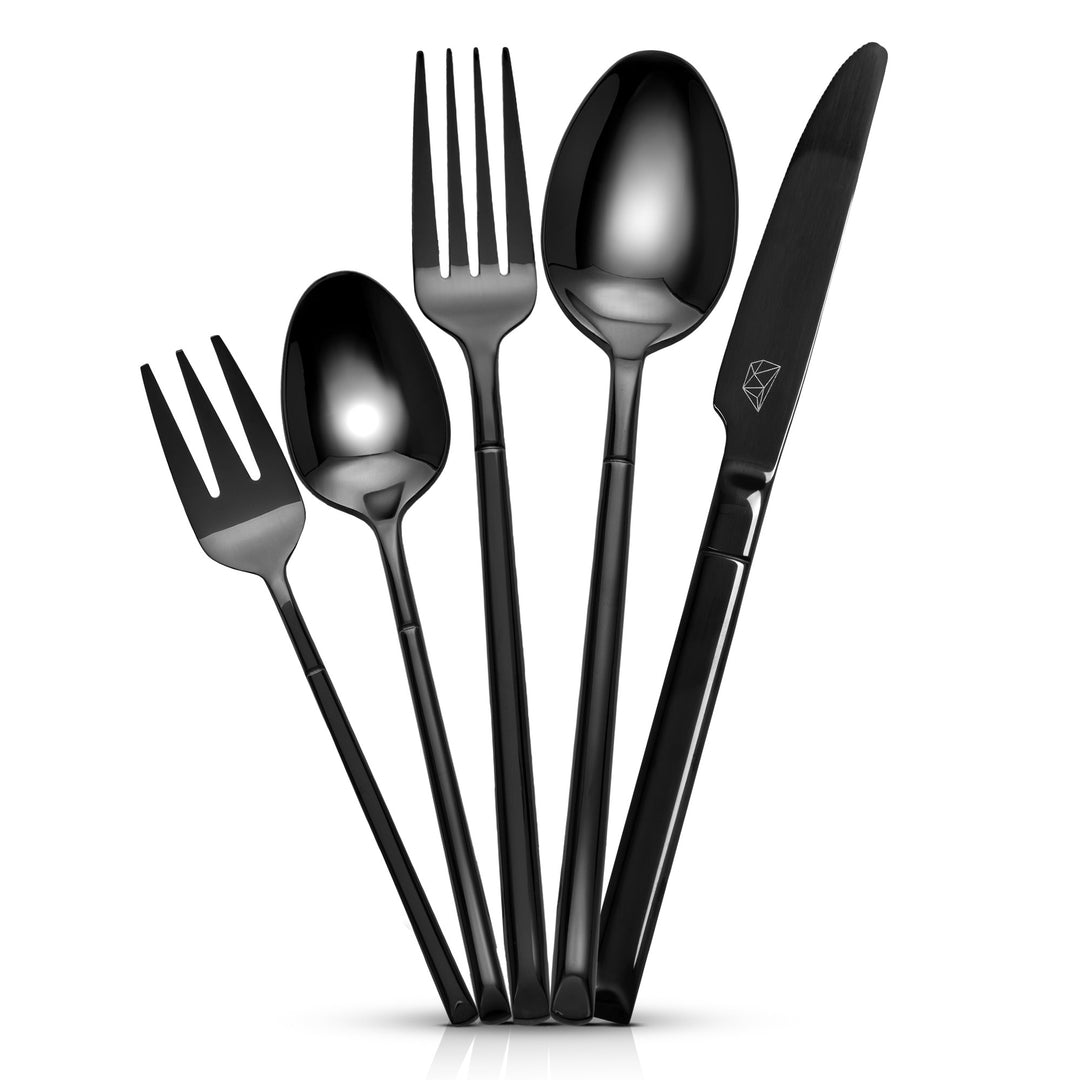 Stellar Besteckset Schwarz – 30-teiliges Set für 6 Personen – Glavory